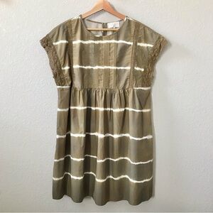 Corey Lynn Calter Brigid Dress Size Large Green Tie Dye Lace 100% Cotton